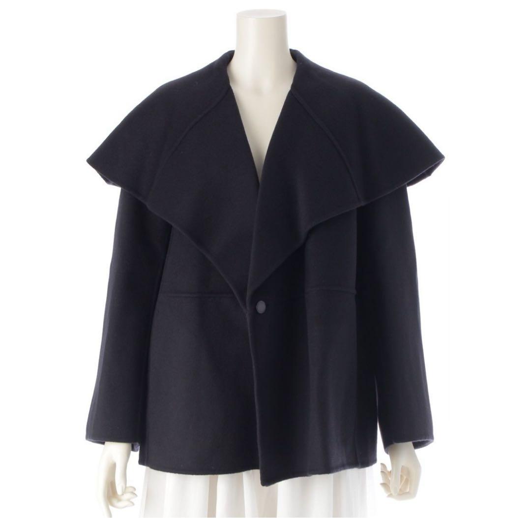 Drawer ドゥロワー　ウールケヌキビッグカラーコート　38サイズ　濃紺