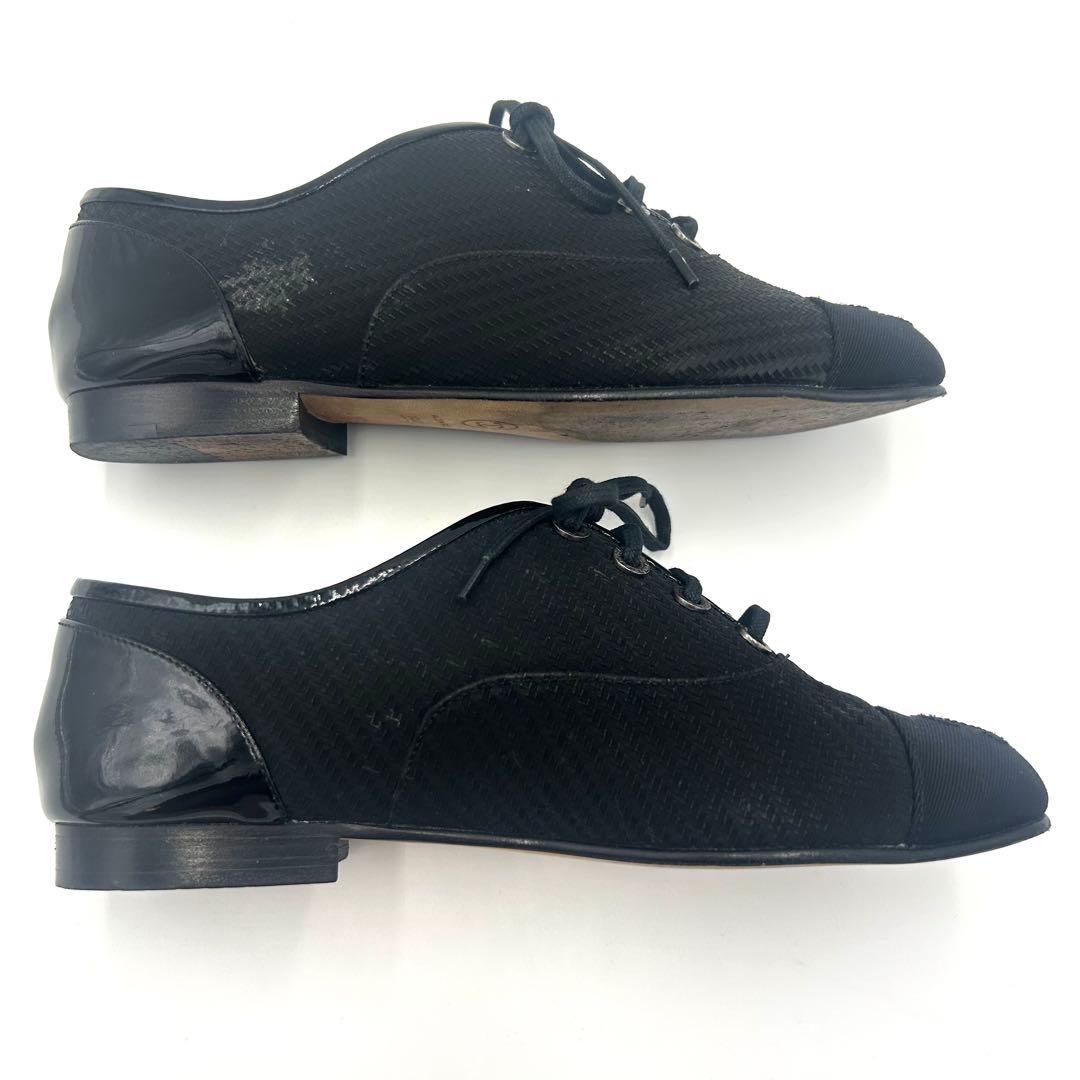 CHANEL シャネル シューズ ファブリック レースアップ 22.5cm