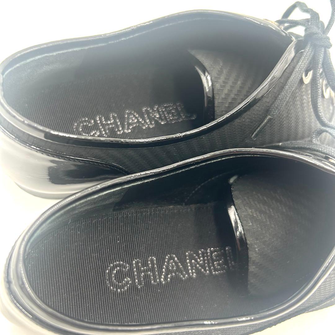 CHANEL シャネル シューズ ファブリック レースアップ 22.5cm