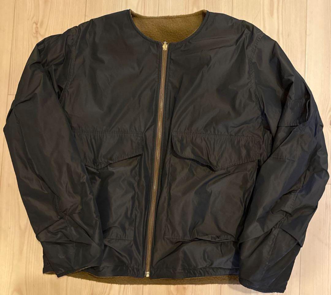 1月3日迄 unfil ノーカラーリバーシブルジャケットウール100% サイズL