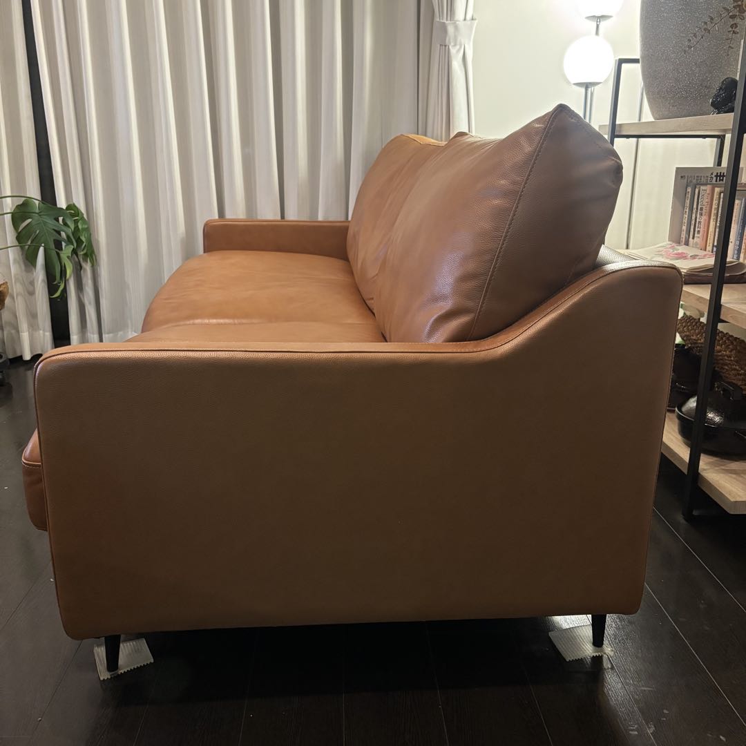 【美品！残り1日】本革(一部合皮)レザーソファ3人掛け　ニトリ