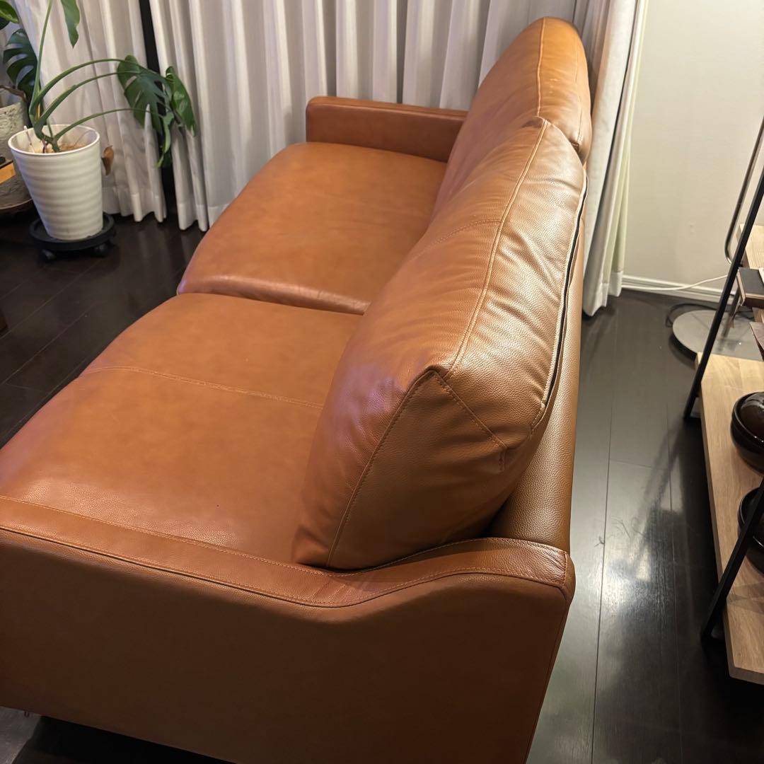 【美品！残り1日】本革(一部合皮)レザーソファ3人掛け　ニトリ