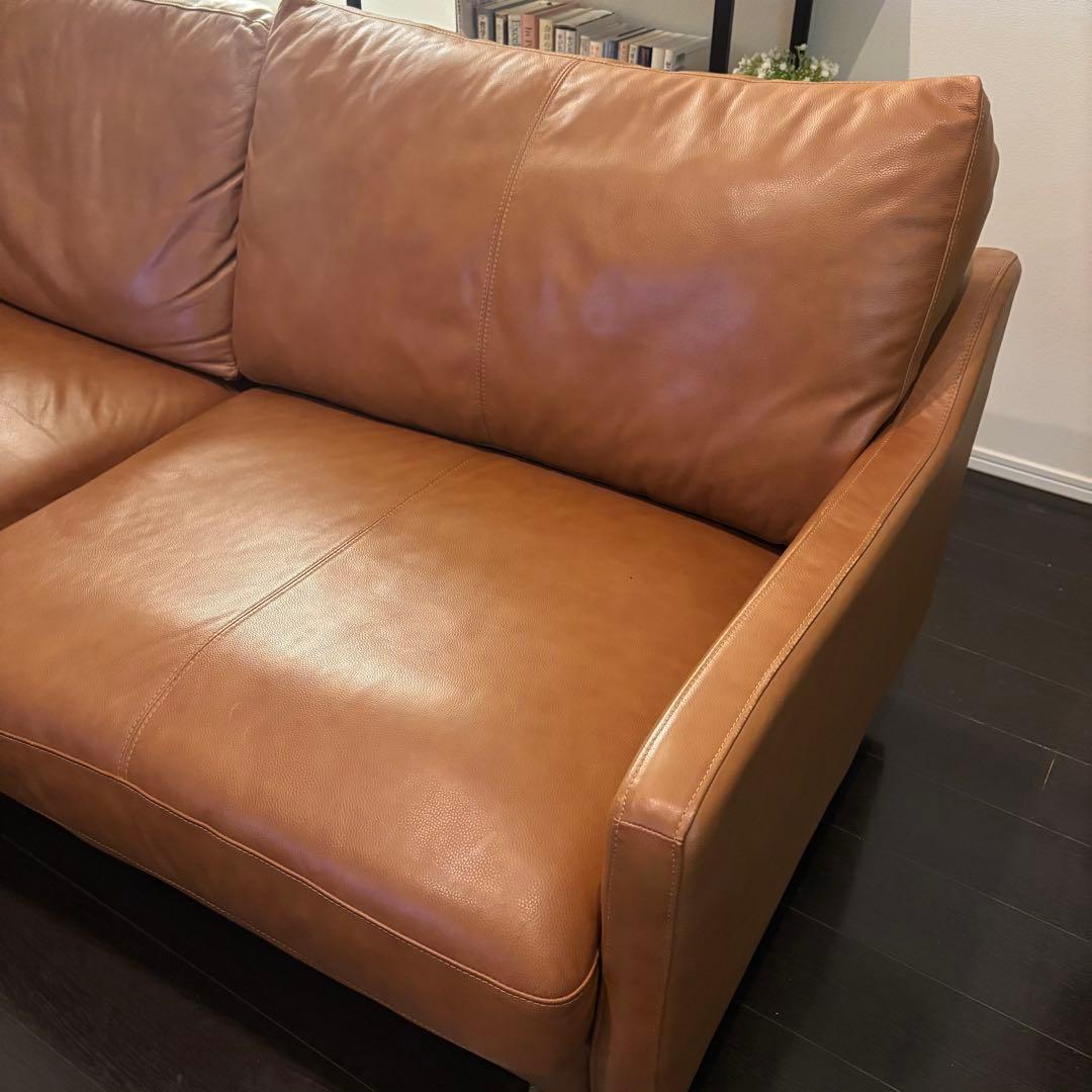 【美品！残り1日】本革(一部合皮)レザーソファ3人掛け　ニトリ