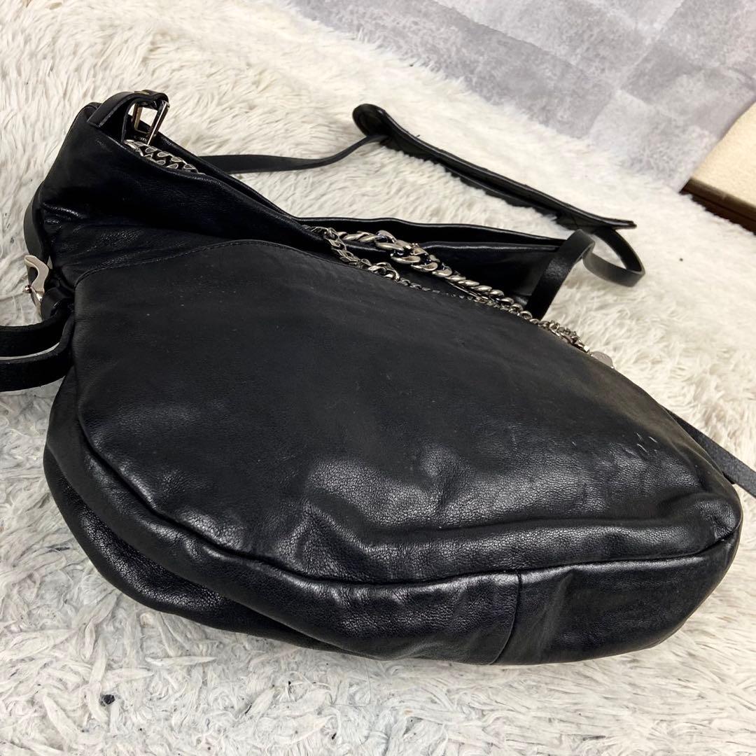 美品 ジミーチュウ レザー チェーン ショルダーバッグ 斜め掛け ブラック 黒