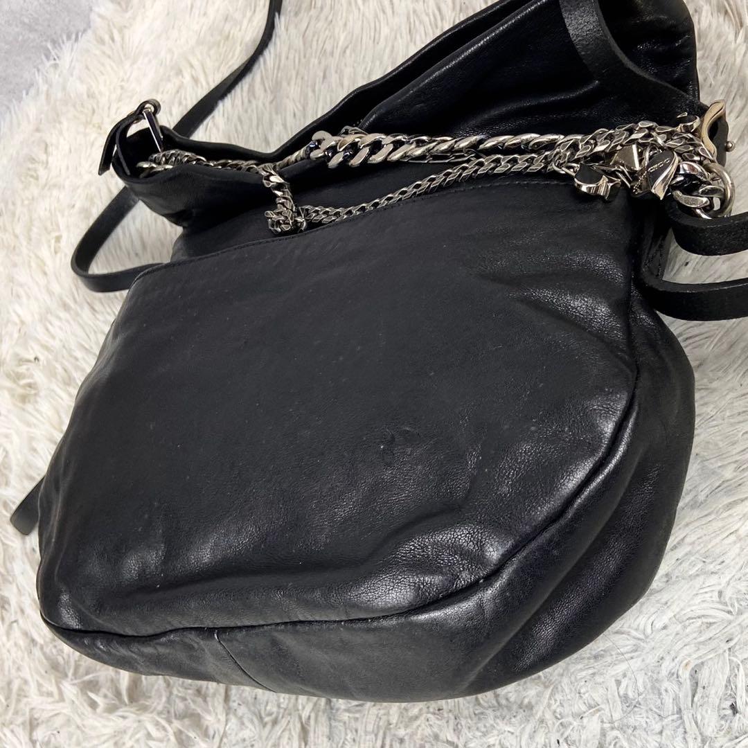 美品 ジミーチュウ レザー チェーン ショルダーバッグ 斜め掛け ブラック 黒