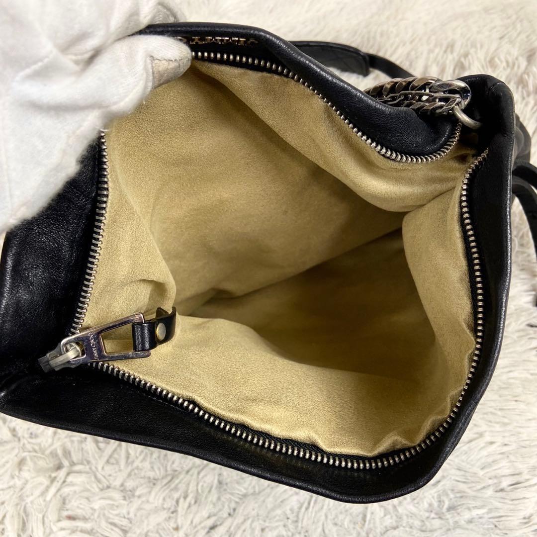 美品 ジミーチュウ レザー チェーン ショルダーバッグ 斜め掛け ブラック 黒