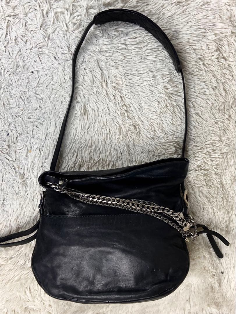 美品 ジミーチュウ レザー チェーン ショルダーバッグ 斜め掛け ブラック 黒