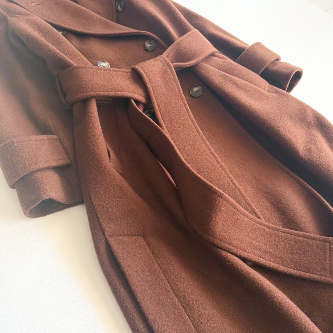 【エトレトウキョウ】ウールチェスターコート ロング M 茶 ダブルブレスト