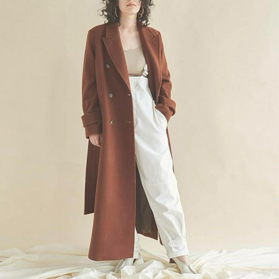 【エトレトウキョウ】ウールチェスターコート ロング M 茶 ダブルブレスト