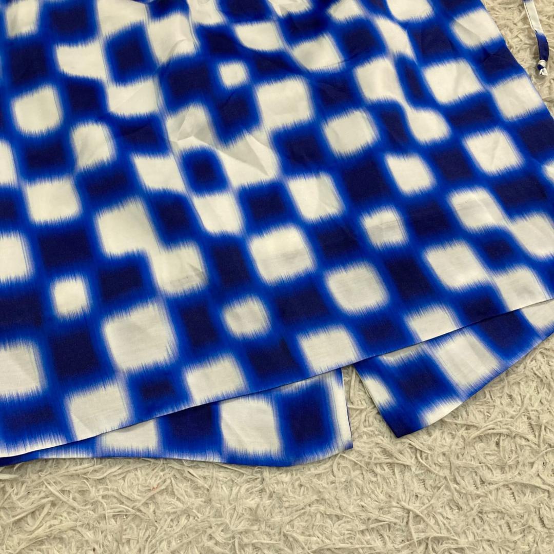 17567✨美品✨ドリスヴァンノッテン チェック柄 スカート リボン ブルー