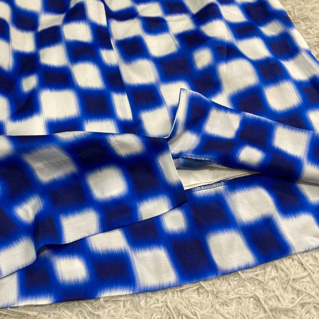 17567✨美品✨ドリスヴァンノッテン チェック柄 スカート リボン ブルー