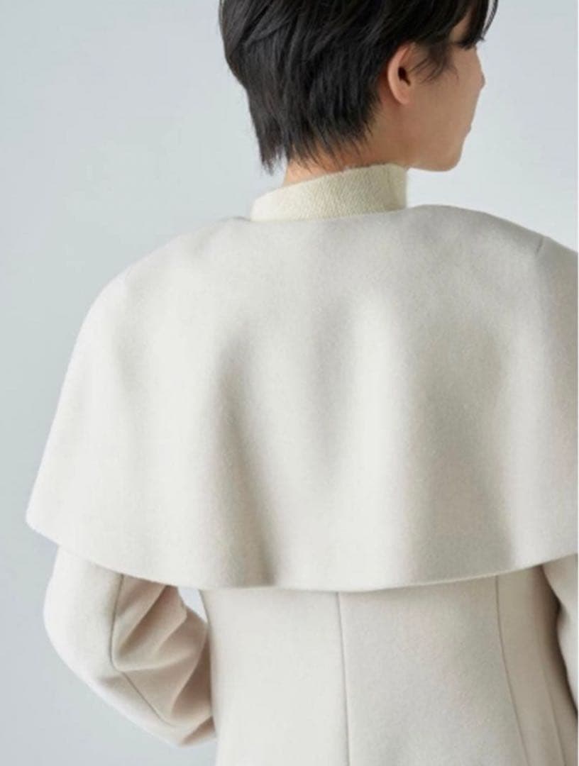 セルフォード CELFORDケープ付きロングコートネイビー38