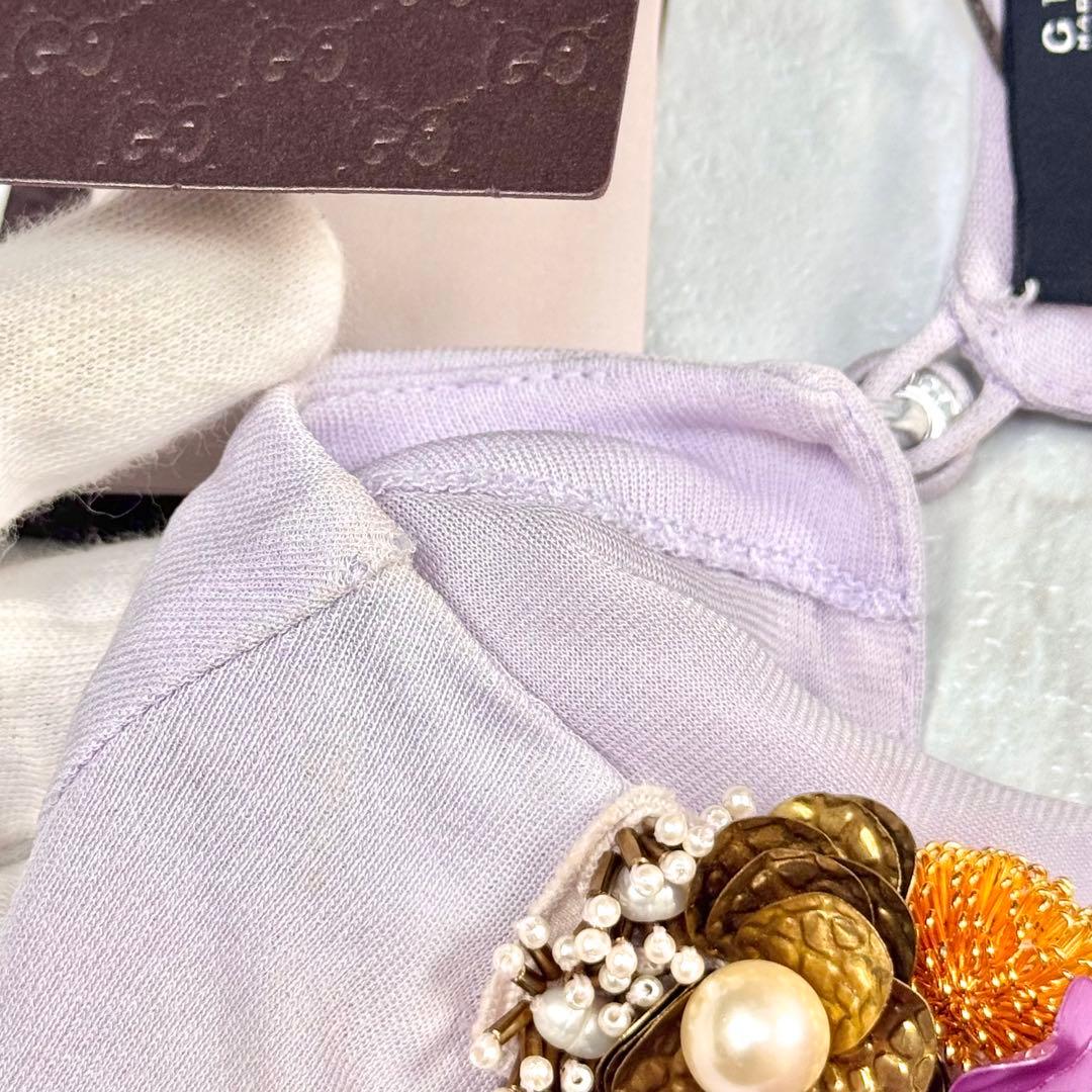 希少 GUCCI トムフォード期 ロングワンピース 花 パール 豪華 装飾 XS