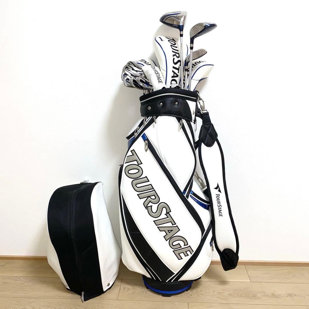 良品☆TOURSTAGEゴルフクラブ フルセット☆メンズ初心者キャディバッグ付S
