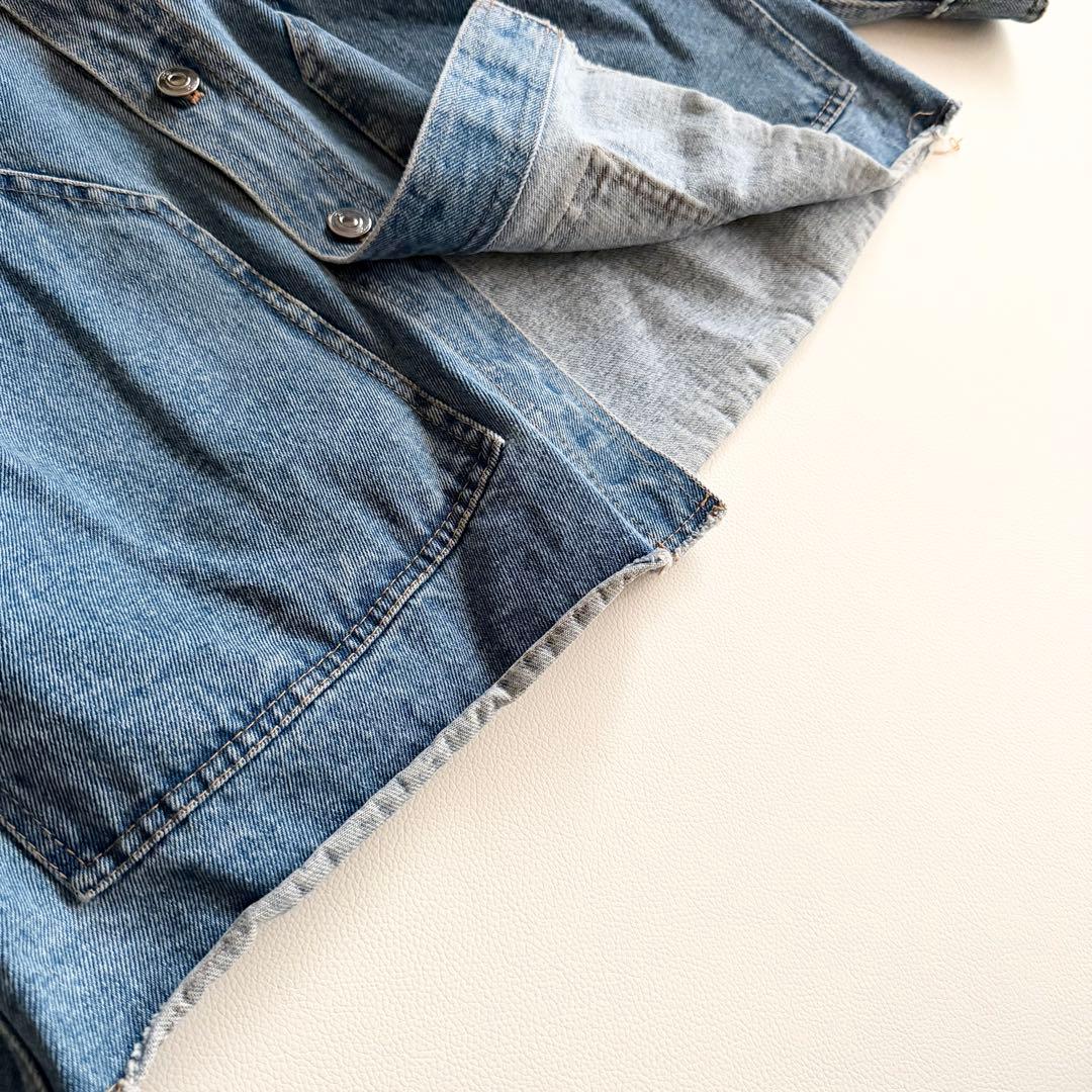 23SS 【ヌメロヴェントゥーノ】 オーバーデニムジャケット 銀ボタン 革パッチ