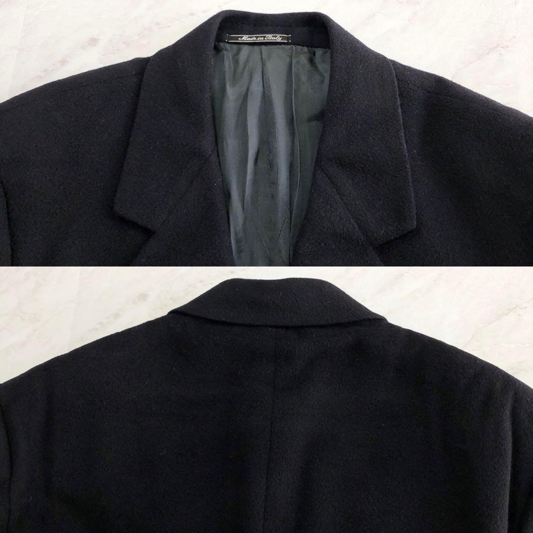 希少✨ヴェルサーチ キャメル100% ダブルチェスターコート ダークネイビー