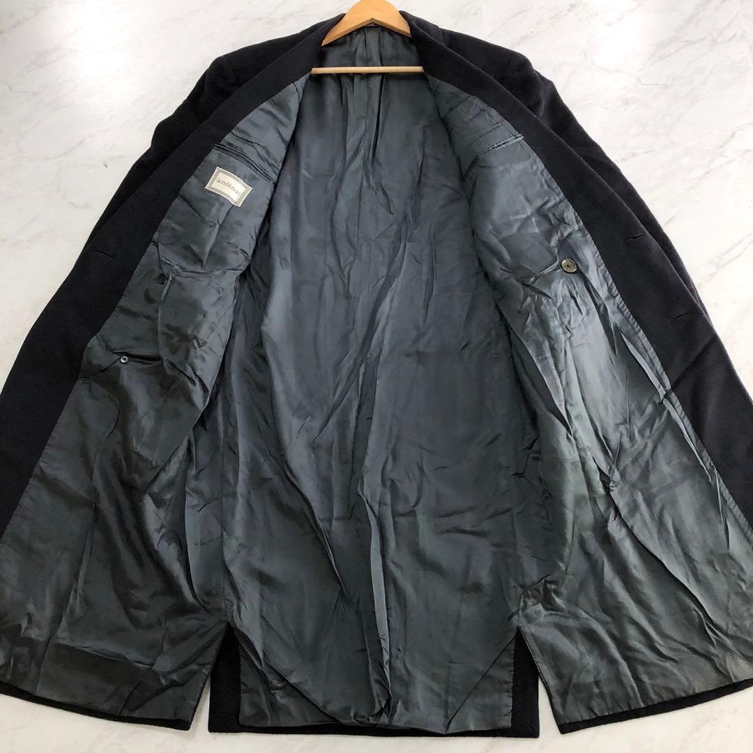 希少✨ヴェルサーチ キャメル100% ダブルチェスターコート ダークネイビー