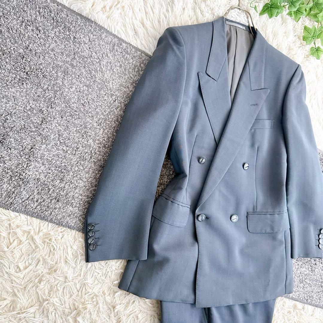 オールド　ディオール セットアップ　スーツ　ダブルボタン　モヘア　グレー
