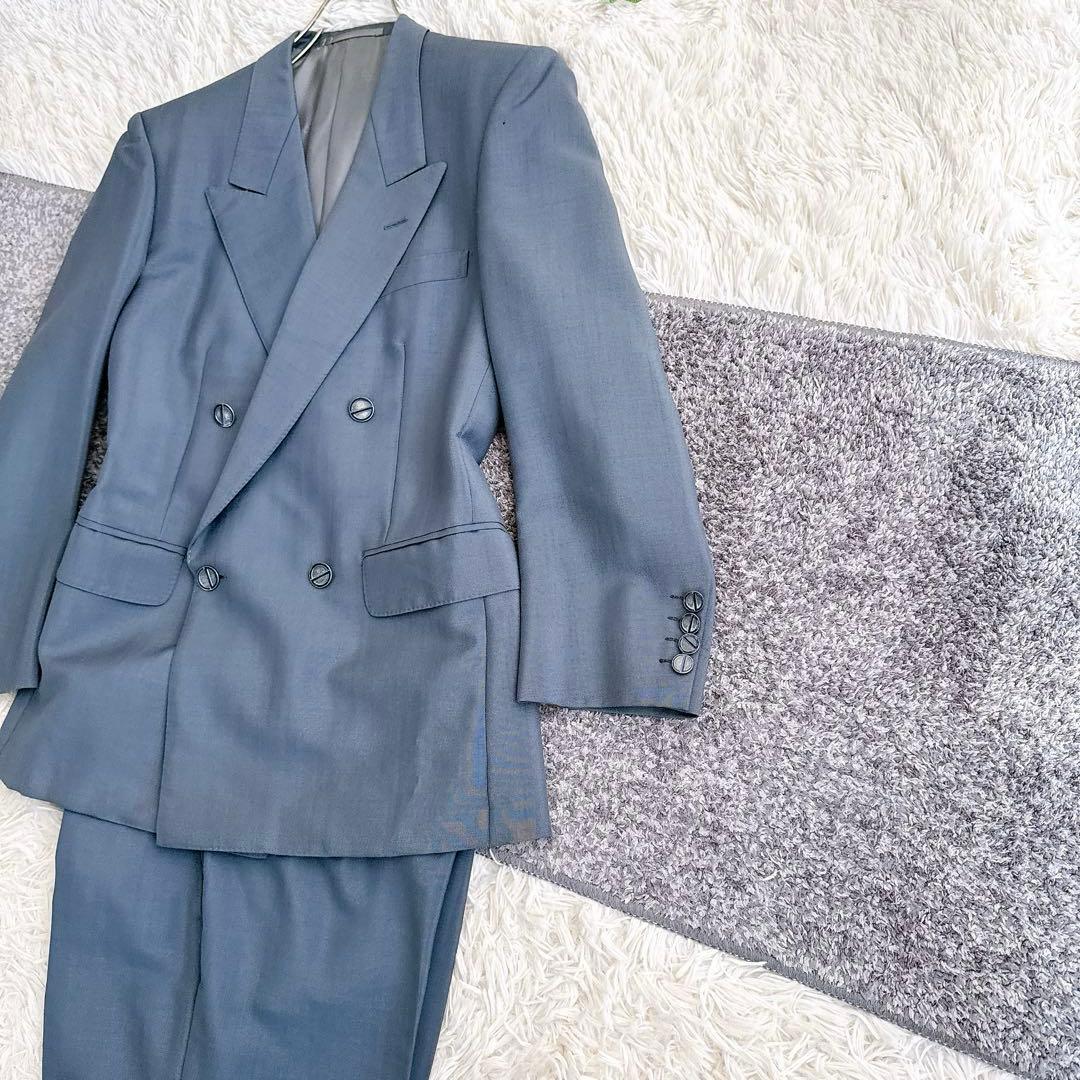 オールド　ディオール セットアップ　スーツ　ダブルボタン　モヘア　グレー