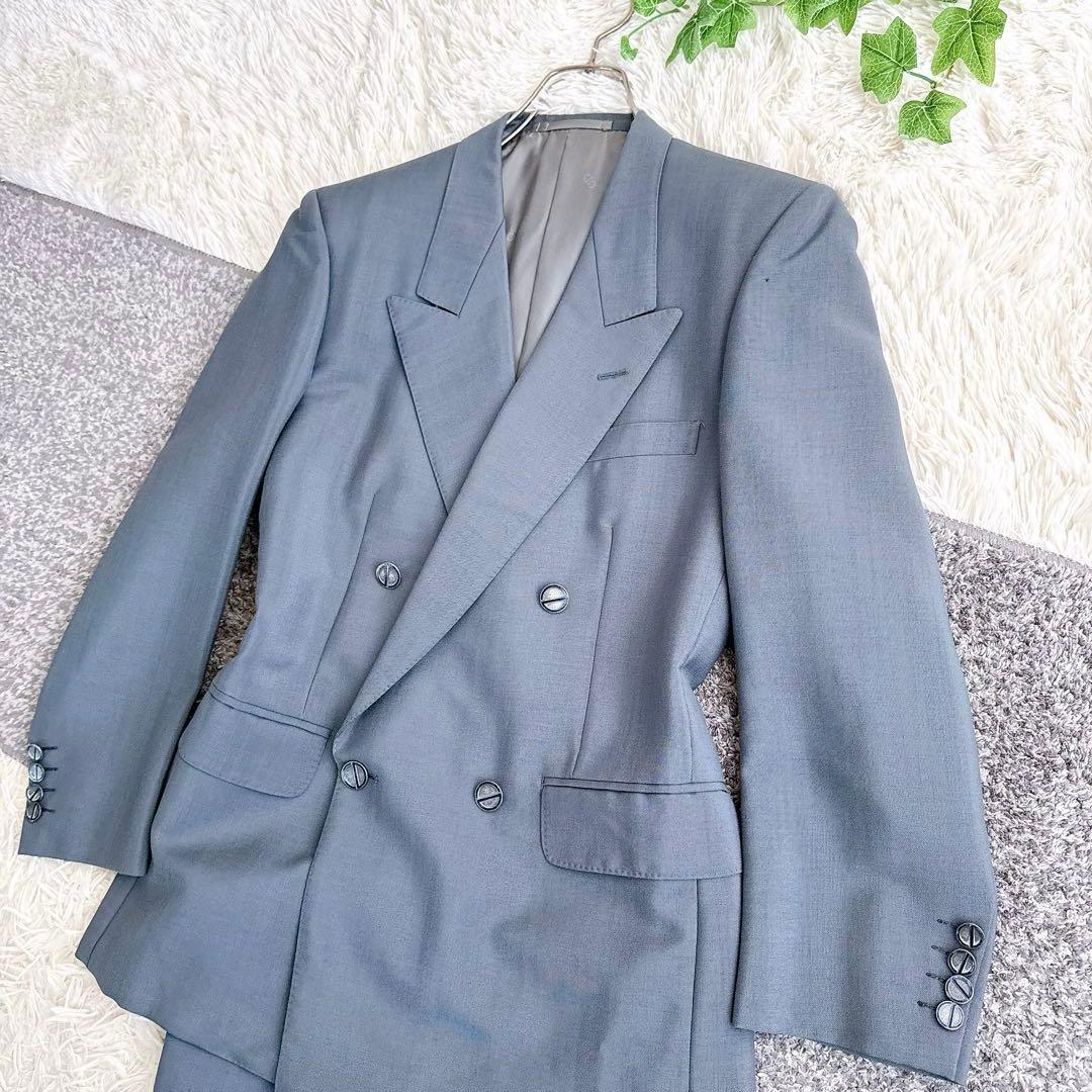 オールド　ディオール セットアップ　スーツ　ダブルボタン　モヘア　グレー