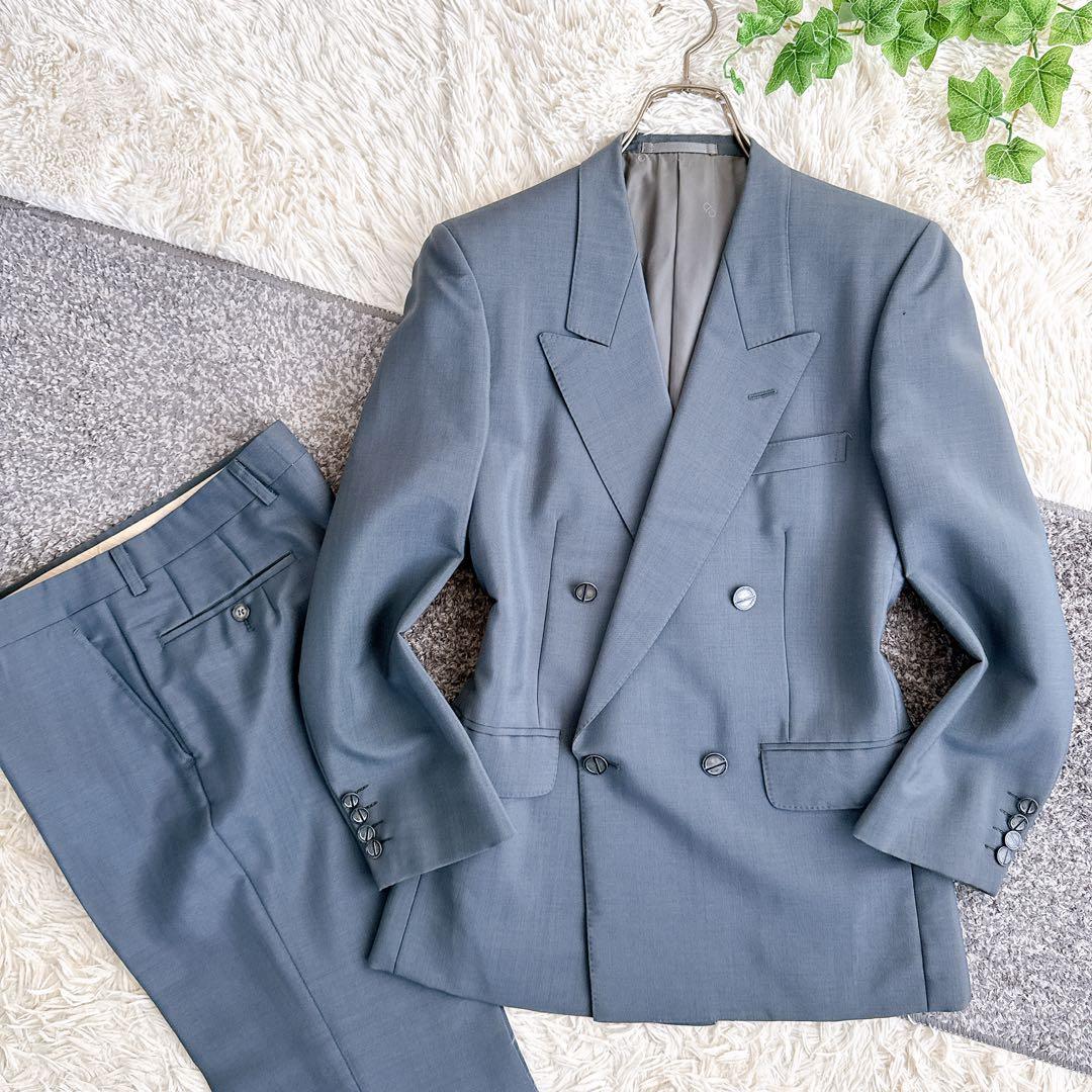 オールド　ディオール セットアップ　スーツ　ダブルボタン　モヘア　グレー