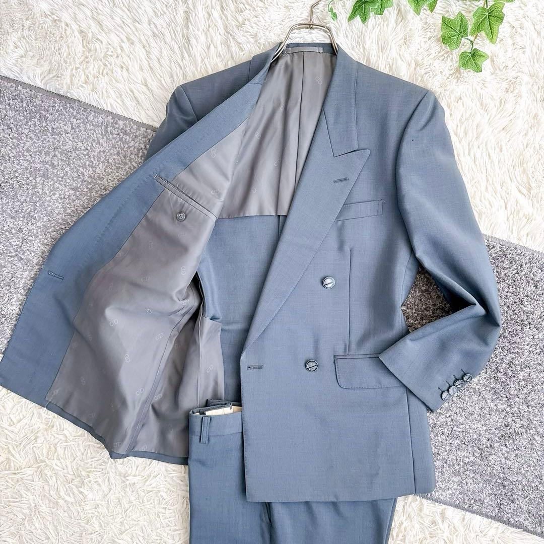 オールド　ディオール セットアップ　スーツ　ダブルボタン　モヘア　グレー