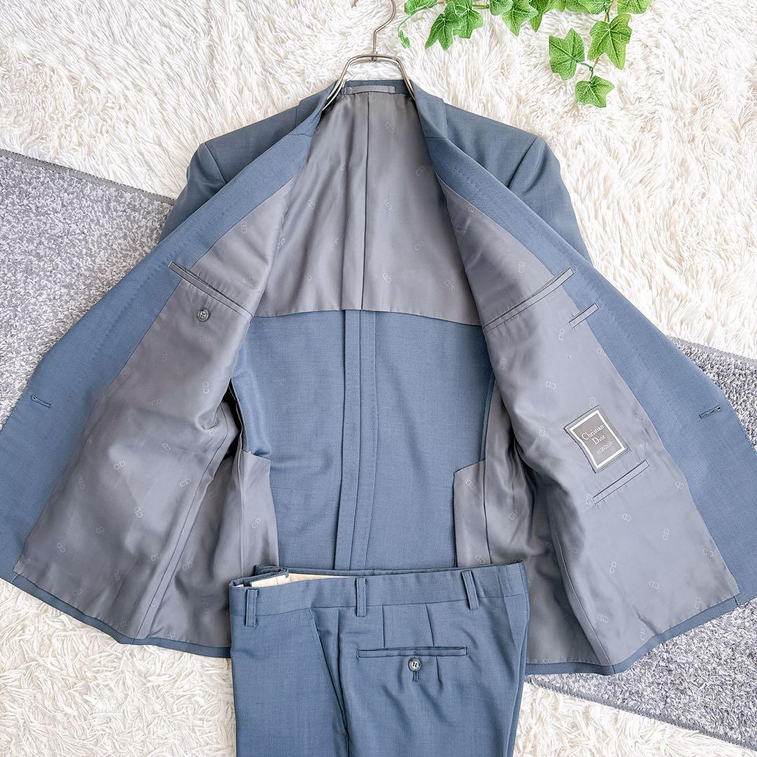 オールド　ディオール セットアップ　スーツ　ダブルボタン　モヘア　グレー