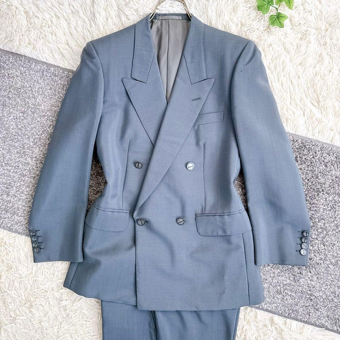 オールド　ディオール セットアップ　スーツ　ダブルボタン　モヘア　グレー