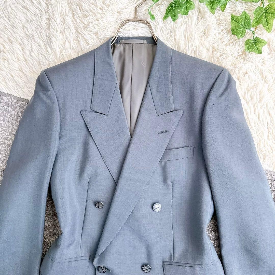 オールド　ディオール セットアップ　スーツ　ダブルボタン　モヘア　グレー