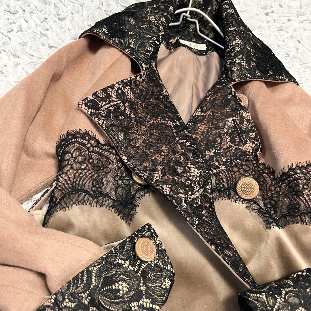 美品【ZIN KATO】トレンチコート 38サイズM レース 日本製 ウール