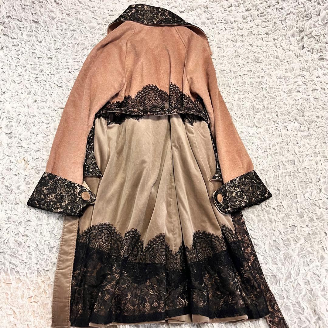 美品【ZIN KATO】トレンチコート 38サイズM レース 日本製 ウール