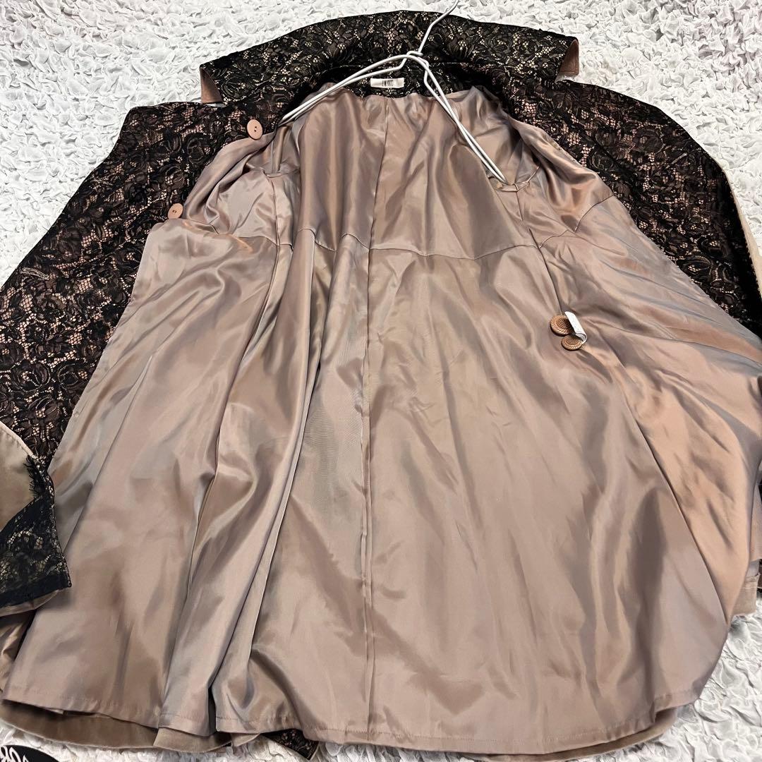 美品【ZIN KATO】トレンチコート 38サイズM レース 日本製 ウール