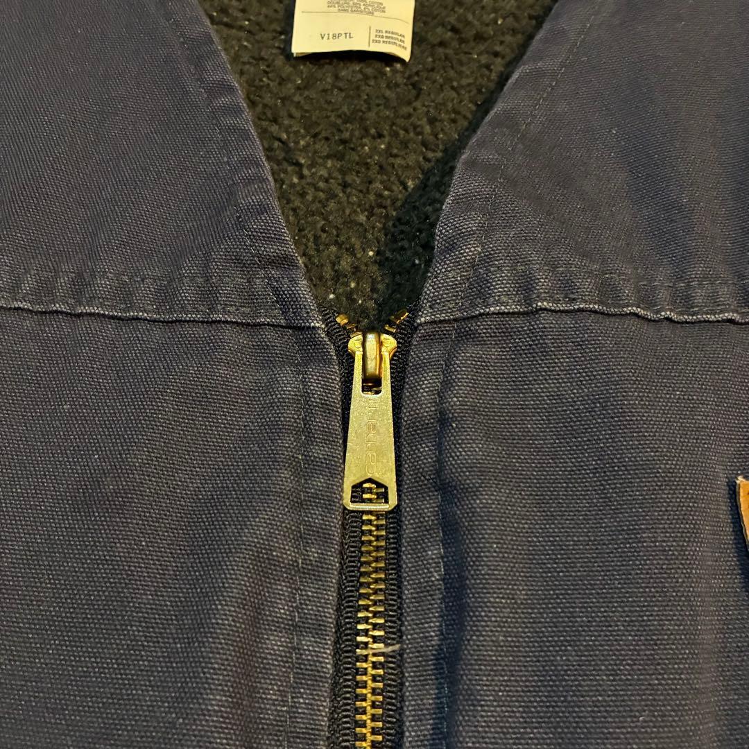 s*u様 カーハート　00s　ベスト　ネイビー　V18　ダック　ボアベスト　2X