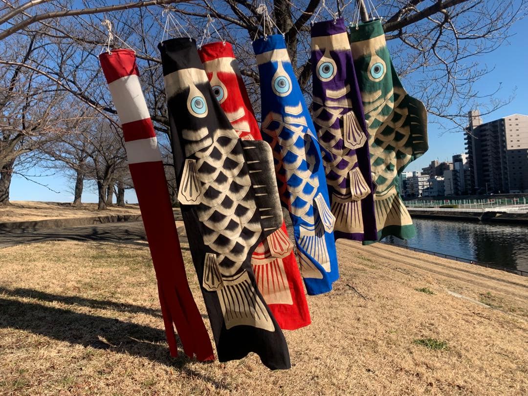 歌川広重「名所江戸百景　水道橋駿河台」手描き鯉のぼり　黒　1.5m　単品鯉のぼり