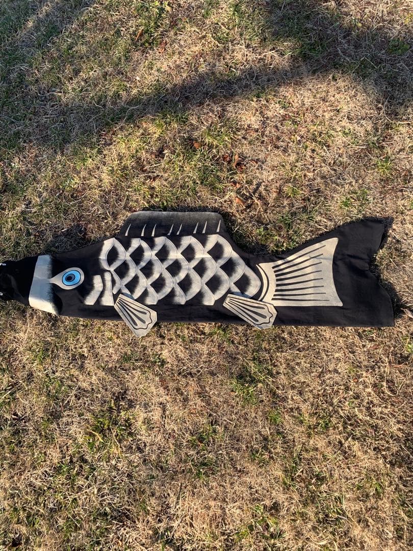 歌川広重「名所江戸百景　水道橋駿河台」手描き鯉のぼり　黒　1.5m　単品鯉のぼり