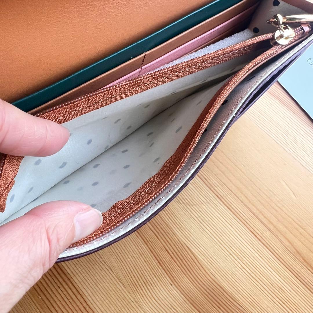 美品✨ツモリチサト スカラップコンビ フリル 長財布 キャメル