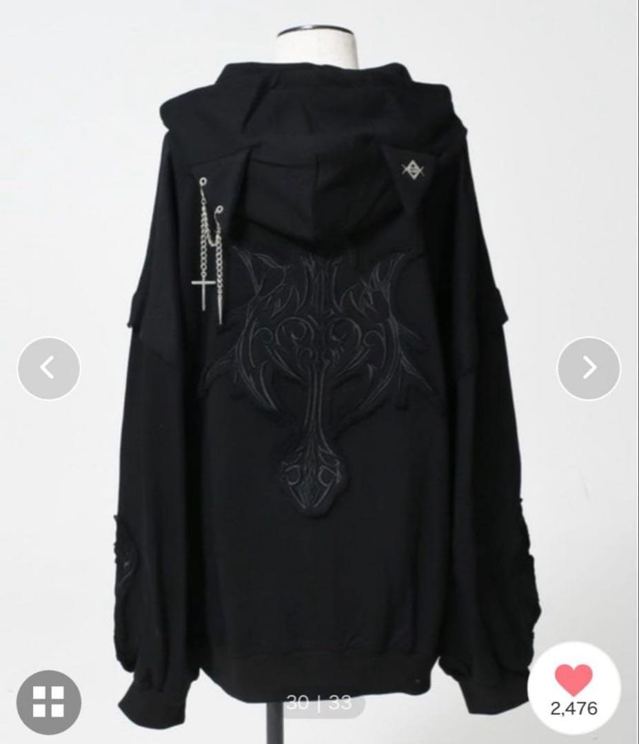 REFLEM レフレム 猫耳ZIPパーカー ジップパーカー 黒 刺繍