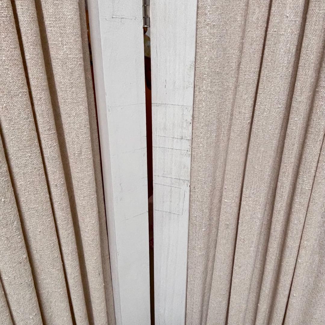 4連 パーテーション 木製 ホワイト 布張り スクリーン 間仕切り 折りたたみ式