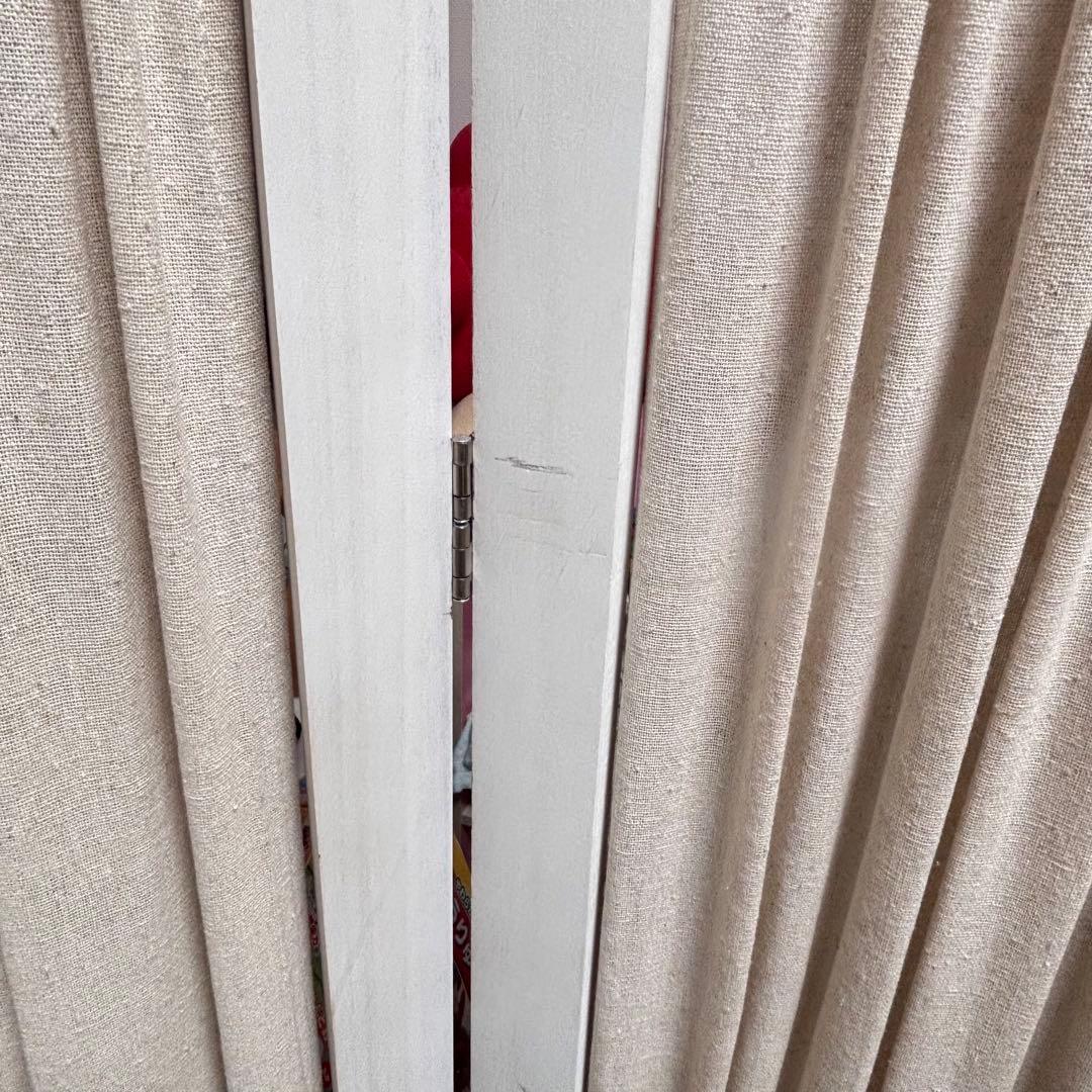 4連 パーテーション 木製 ホワイト 布張り スクリーン 間仕切り 折りたたみ式