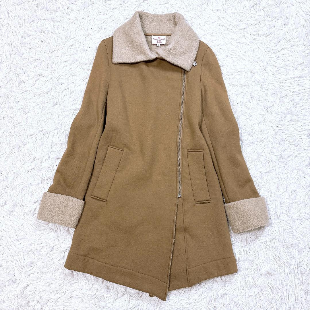 【希少】ヴィヴィアン ライダースデザインボアコート 変形アシメ オーブ サイズ2