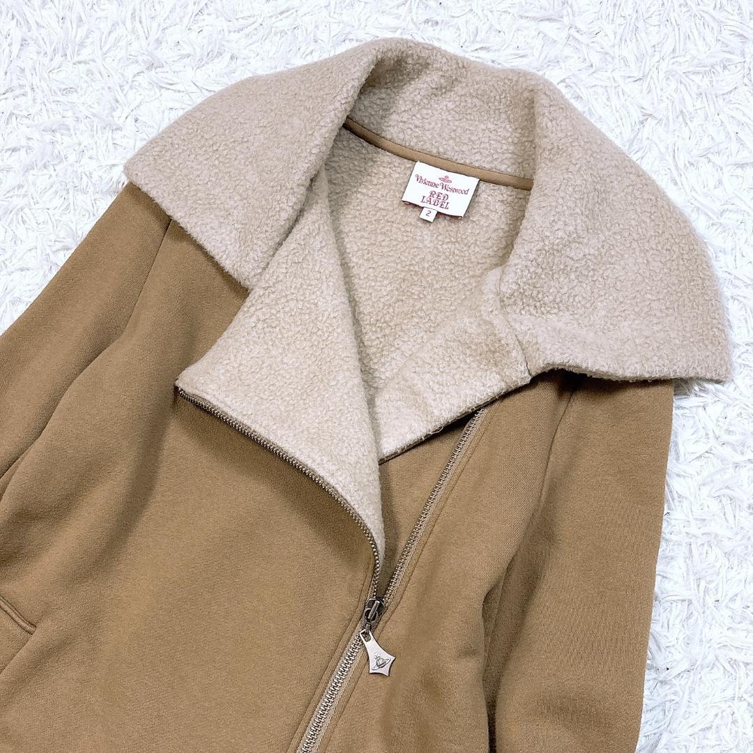 【希少】ヴィヴィアン ライダースデザインボアコート 変形アシメ オーブ サイズ2