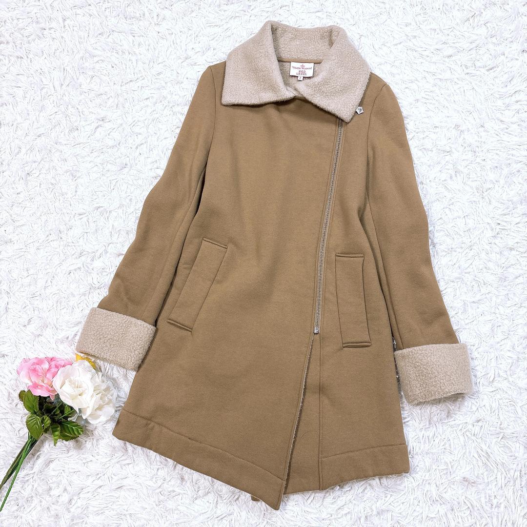 【希少】ヴィヴィアン ライダースデザインボアコート 変形アシメ オーブ サイズ2