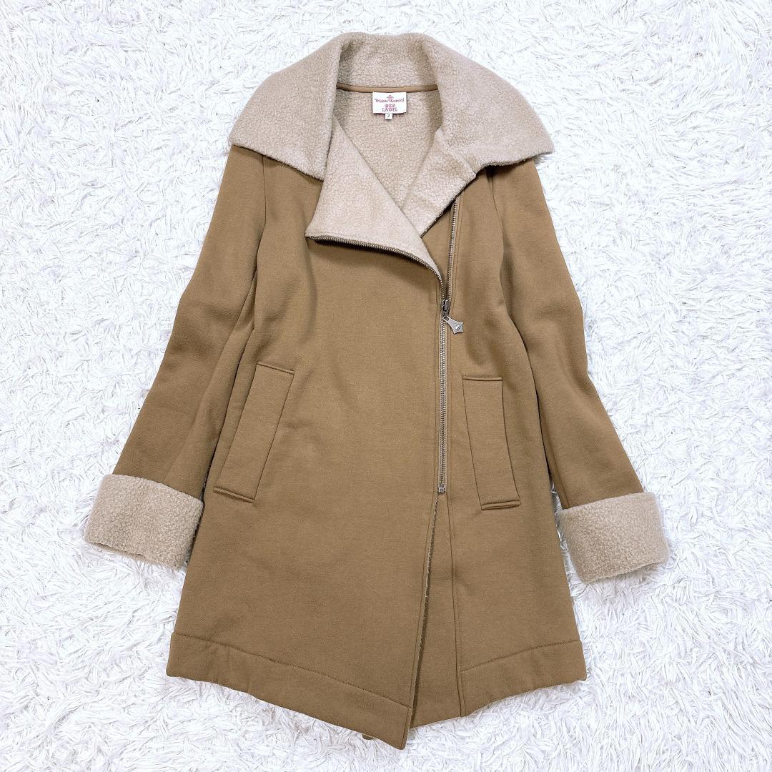 【希少】ヴィヴィアン ライダースデザインボアコート 変形アシメ オーブ サイズ2