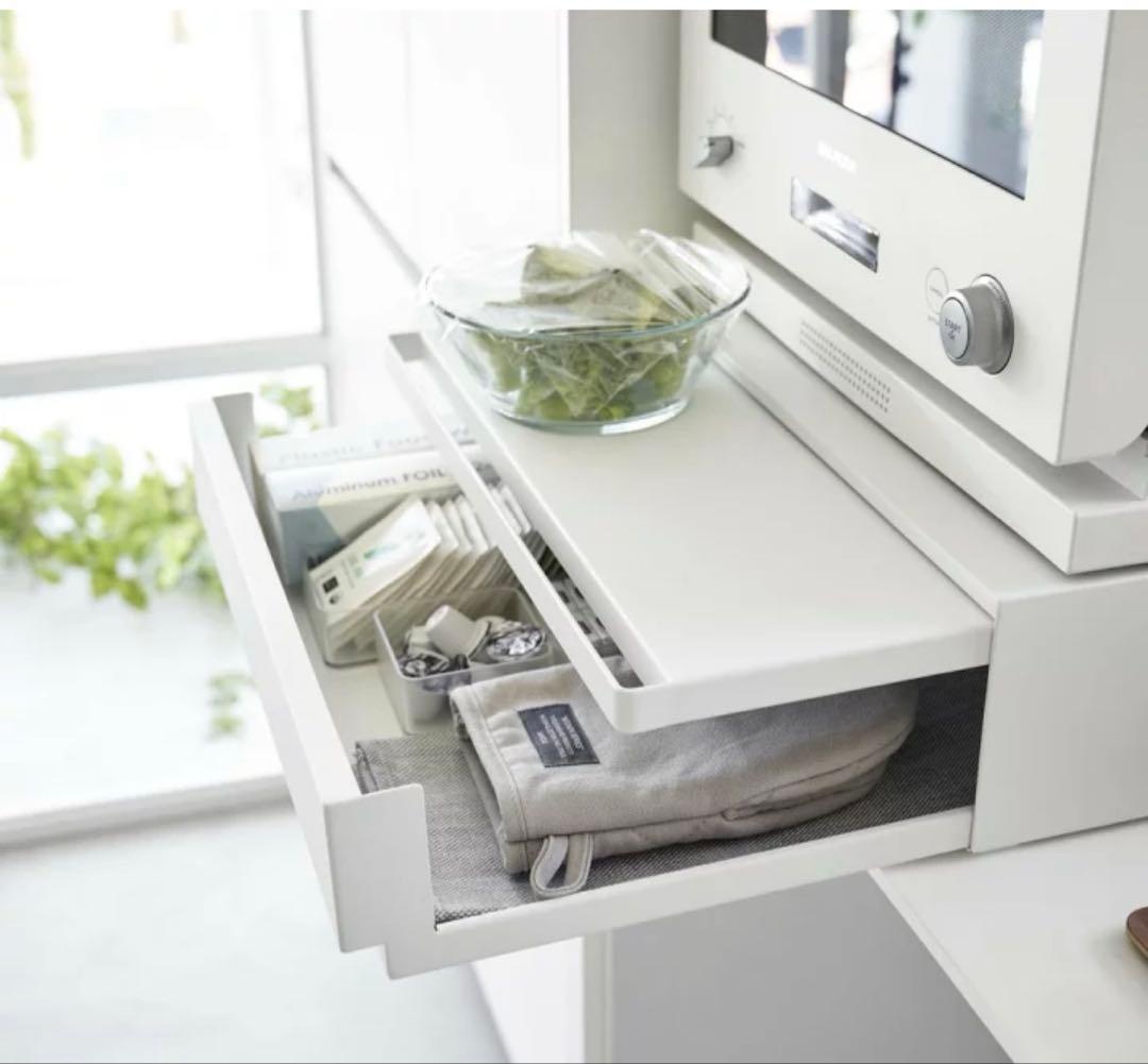 山崎実業 ツーウェイ キッチン家電下引き出し&スライドテーブル タワー W45