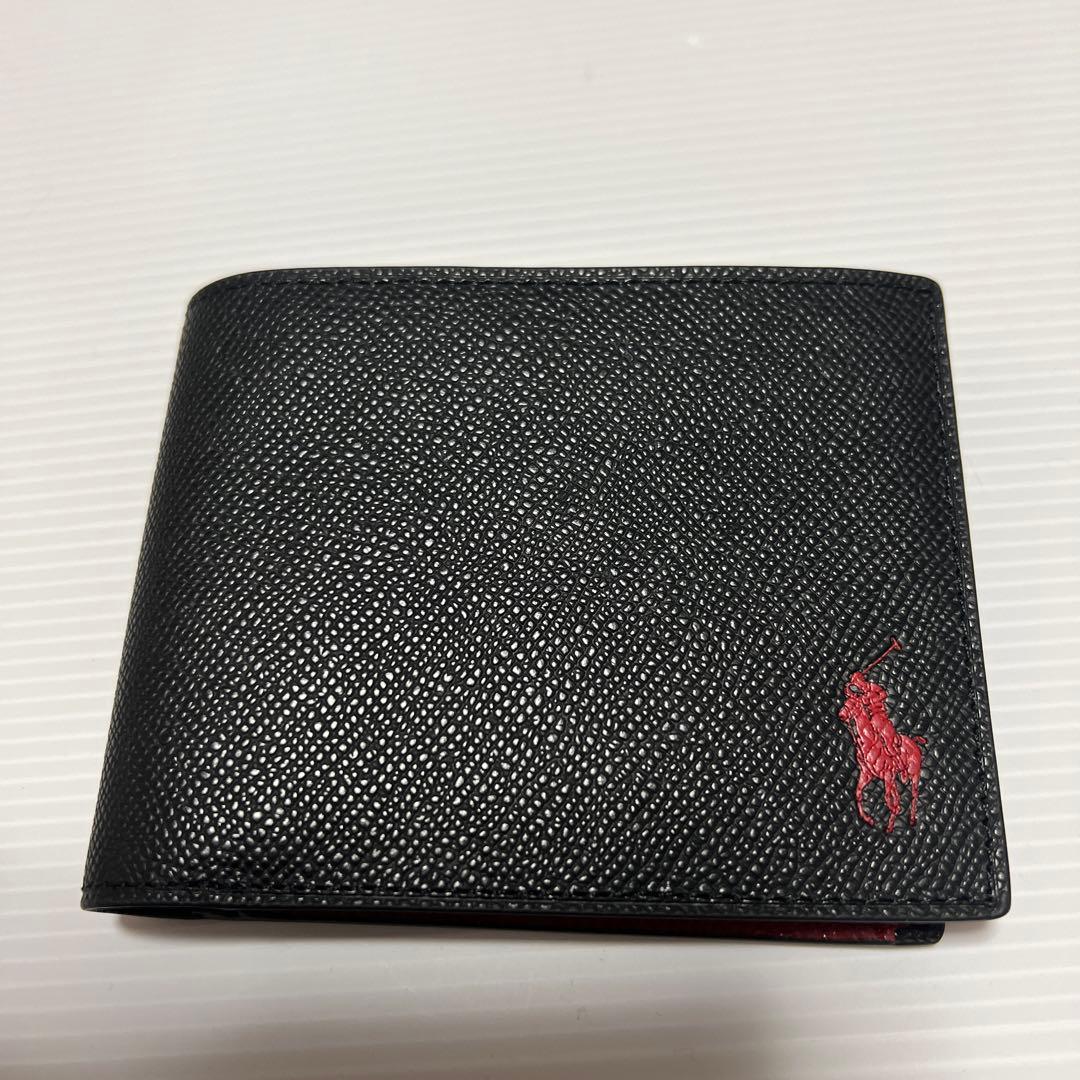 新品 ポロ ラルフローレン 折り財布 お札入れ 小銭入れ ポニー柄あり 黒