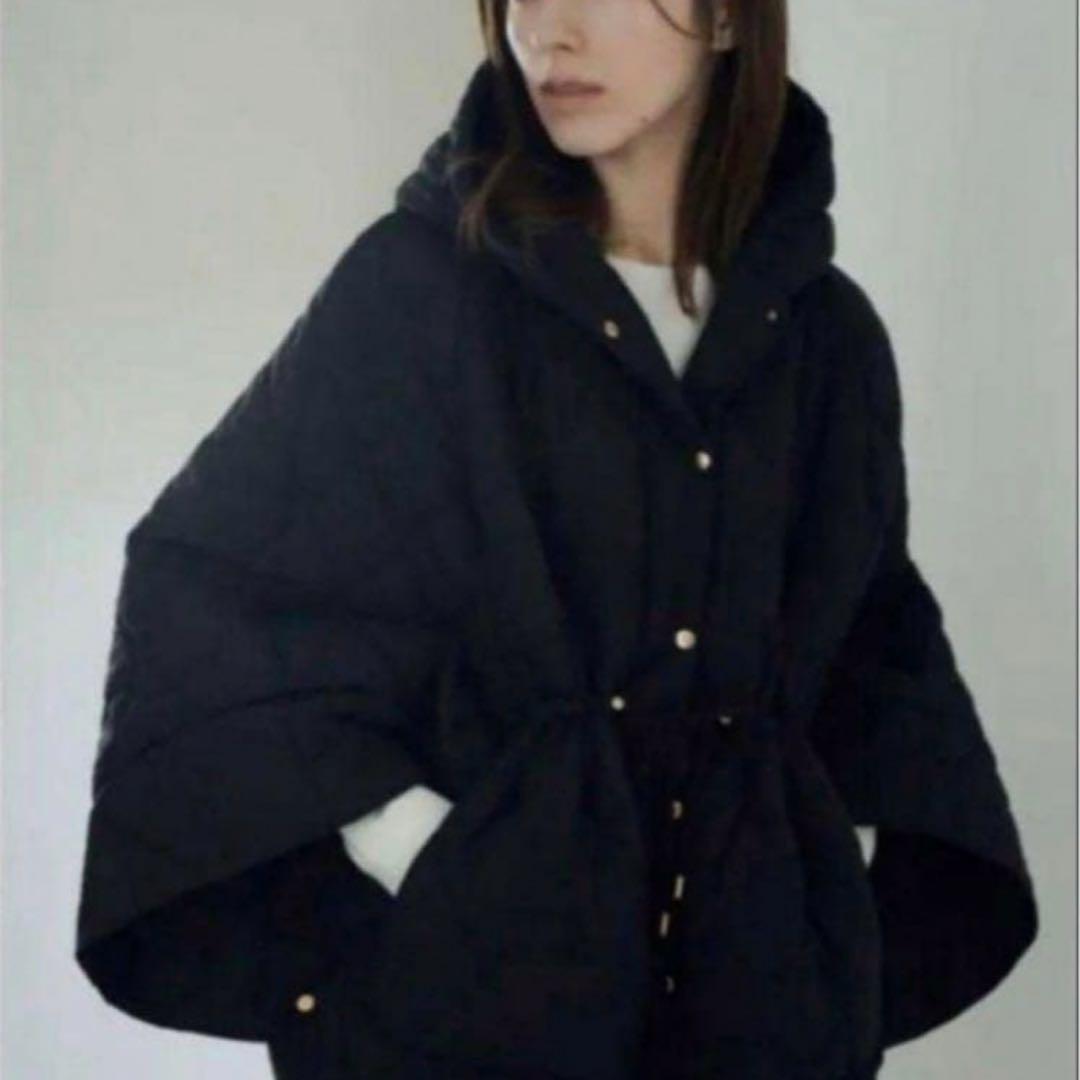 メゾンドルチェ　キルティング　フードコート　ポンチョ　ブラック
