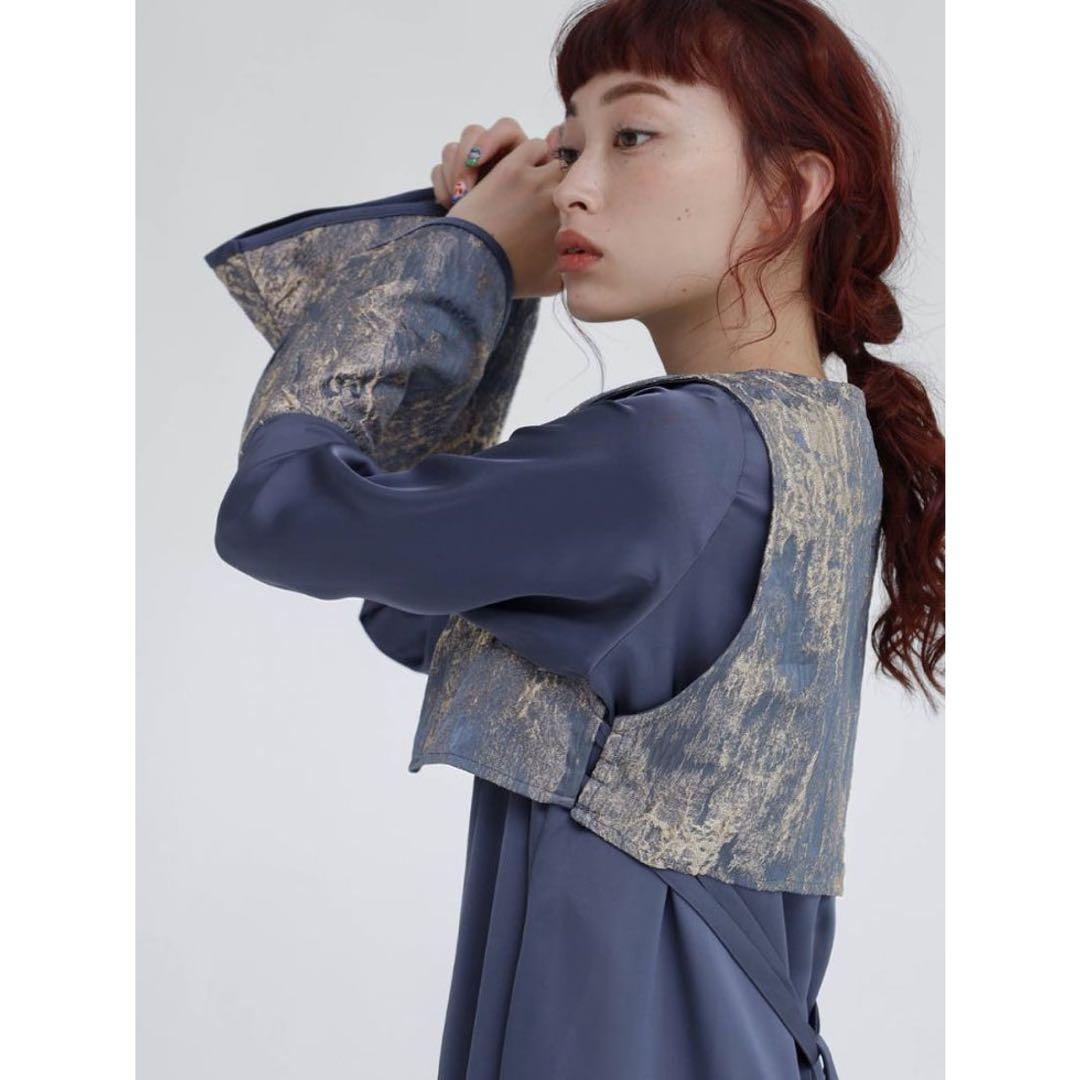 RADIATE×sahara ジャガードベストレイヤードワンピース （ブルー）