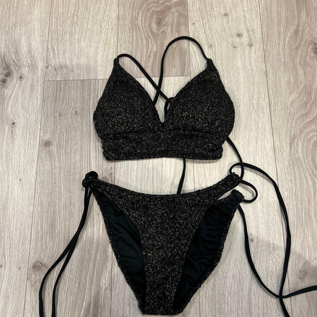 ALENCY ブラックラメ セパレート水着