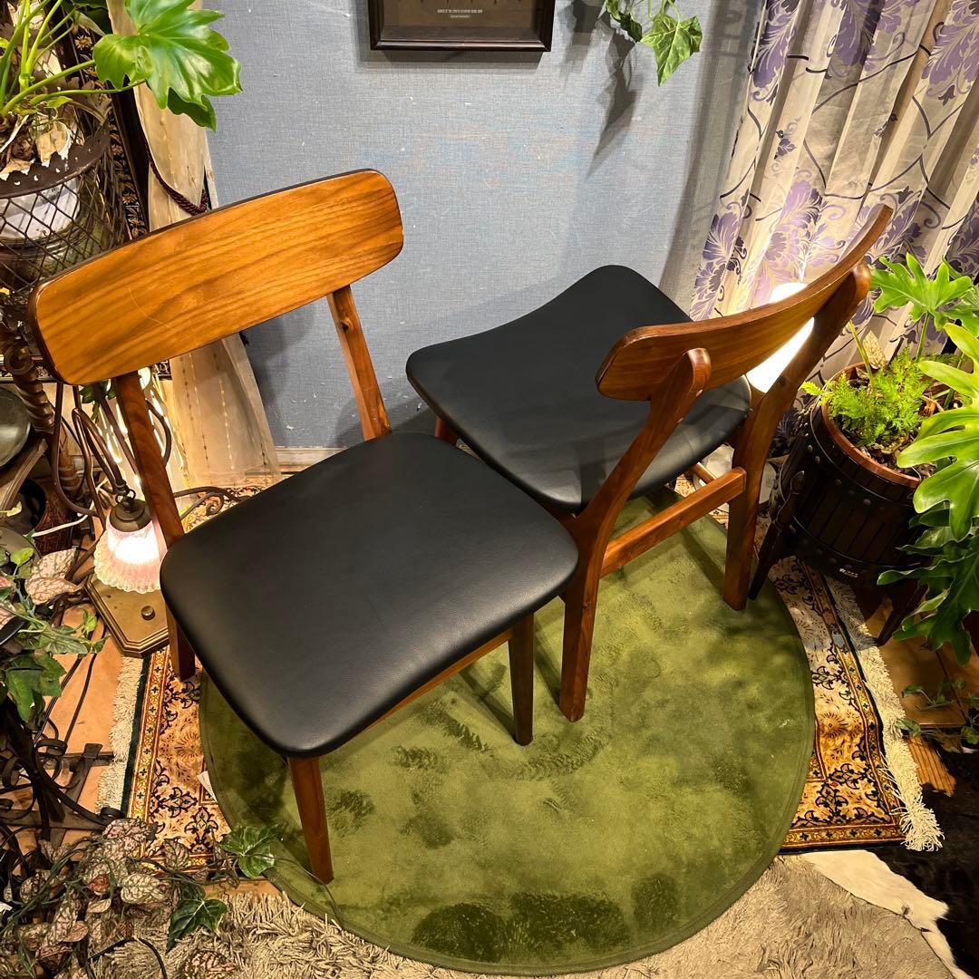 黒ぶたどん 　￼Sale 2脚セット　ウォールナット　北欧ST チェア