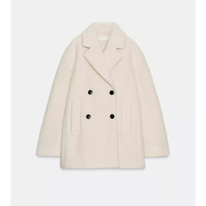 最安値 ZARA ブークレダブルブレストミディ丈コート XS エクリュ 完売品